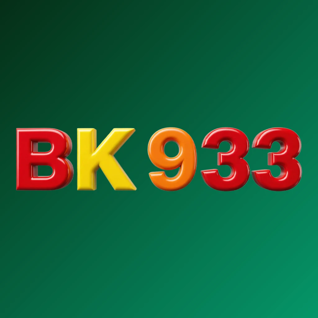 Vibrant horizontal rectangular wordmark logo for BK 933 featuring bold heavy typography in bright red, yellow, and orange with a glossy 3D effect on a transparent background
